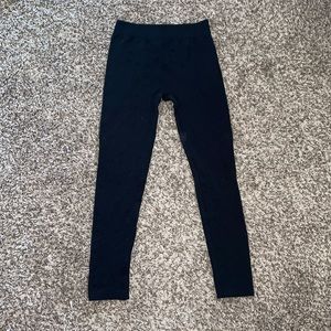 Blue Star Fleece Lined Black Leggings